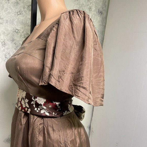 Miss Me 100% Silk Blouse sz Sm Womens Flutter Sleeve Floral Waist Babydoll Top - Picture 4 of 10